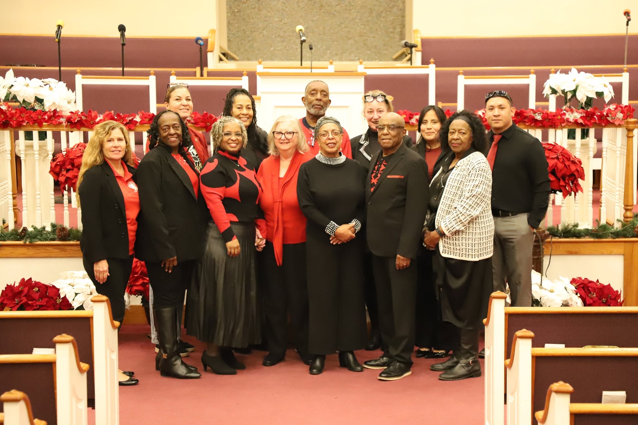 A large community group gathered at a local church